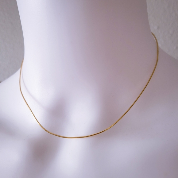 14k Gold Omega • Liquid Snake Chain • Solid Yellow 16" Necklace • Italy - Picture 4 of 7